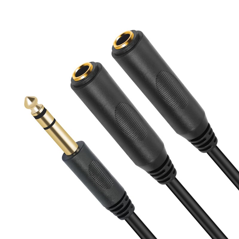 SiYear 6.35mm 1/4 inch Male Plug Stereo to 2 Dual 1/4 "TRS Female Jack Connector Audio Speaker Cable, Y Splitter Adapter Cable (20CM / 8Inch) - Image 3